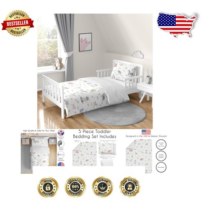 Delightful Farmhouse Print Toddler Bedding Set – Cozy 5-Piece Comfort Collection-image