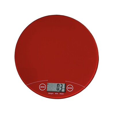 Mainstays Red Round Digital Glass Scale Weighs Up to 11 Lbs with LCD Display-image