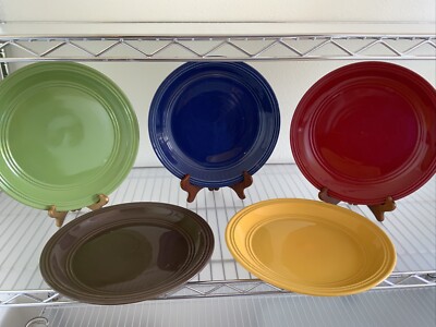 Mainstay Dinner & Salad Plates Yellow-Green-Red-Navy-Brown-Mix & Match -image