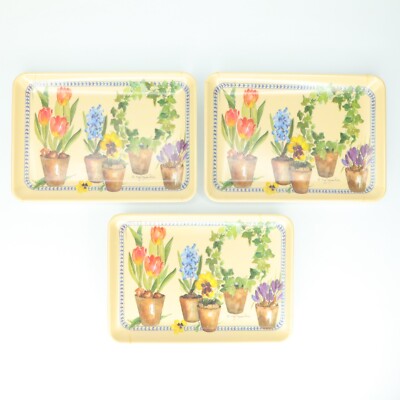 Design Imports Spring Flowers Alie Kruse-Kolk Melamine Snack Tray Italy Set of 3-image