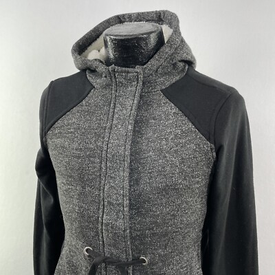 Me Jane Heather Black Hoodie Sweatshirt Fleece Womens Small Warm Cozy Comfort-image