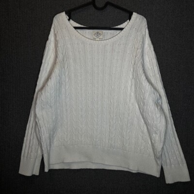 St Johns Bay Sweater Women's 3X White Knit Outdoor Preppy Cozy Comfort -image