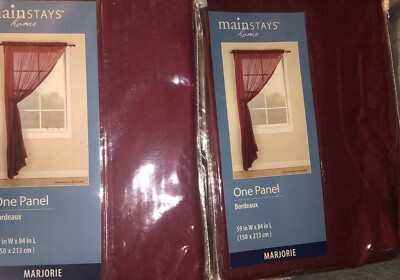 Mainstays Marjorie Bordeaux Burgundy Lot Of Two Sheers 59 In W x 84 in L-image