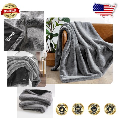 Luxury Heavyweight Faux Fur Blanket - 60x47 Cozy Warm Throw for Winter Comfort-image