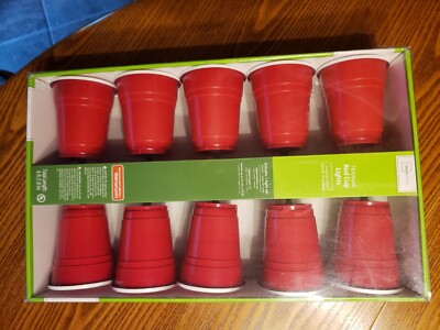 Mainstays 10-Count Red Cup Lights Clear Bulb Brown Wire New other-image