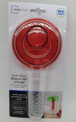 Mainstays Wide Mouth Mason Jar Lid And Infuser BPA FREE. NEW In Package-image
