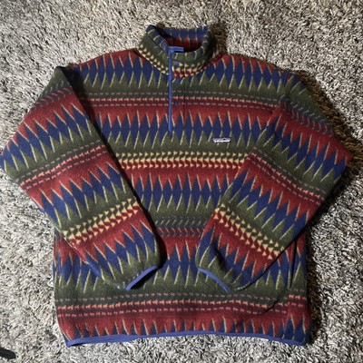 Patagonia Vintage Synchilla Snap-T Minnehaha Flame Aztec Men’s Large EUC 1997-image