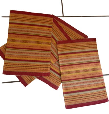 Pier 1 Imports Placemats Set of 4 Table Cover Orange Yellow Woven Table 20x14-image
