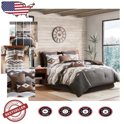 Cozy Oversized Queen Rustic Comforter Set - Machine Washable, 8-Piece Collection-image