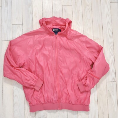 Vintage ‘90’s Duckster Windbreaker Women’s Size XL Pink Hidden Hood Retro Rare-image
