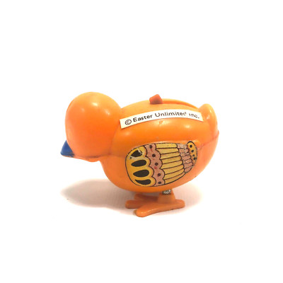 Easter Unlimited Vintage Pull Back Wind-Up Pets Orange Chick Bird-image