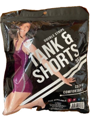 Double Stripe Tank & Short Set-Fuscia, Large (12-14) Cozy & Comfortable-image