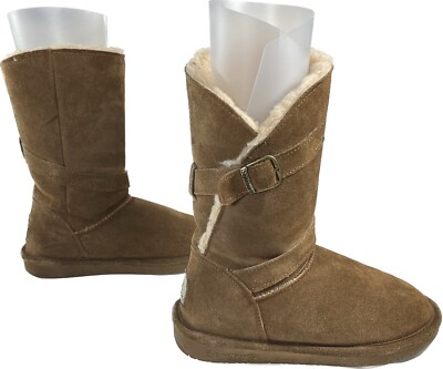 Bearpaw Tatum Boots Women's 7 Suede Wool Sheepskin Cozy Warm & Fuzzy House Shoes-image