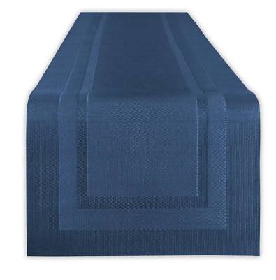 DESIGN IMPORTS DII DOUBLE FRAME NAVY BLUE TABLE RUNNER 14