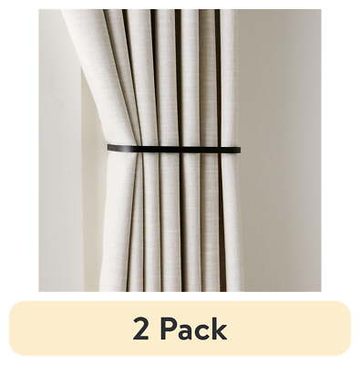 (2 pack) Better Homes & Gardens Matte Black Curtain Holdbacks, Set of Two-image