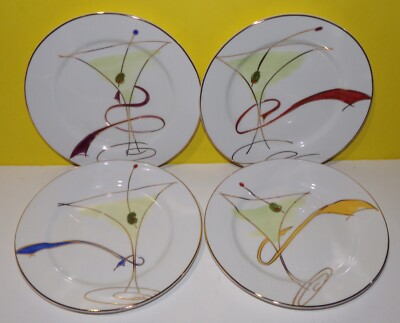 Pier 1 Imports Martini Glass Salad Dessert Appetizer Plates Porcelain Set of 4-image