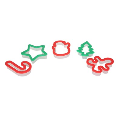 Mainstays Christmas Cookie Cutters Set  5 Pcs Gingerbread Man Snowman Star Tree-image