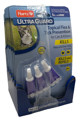 6 Pack Hartz UltraGuard Flea & Tick Drops for Cats & Kittens, 5 lbs & over, 3 Ct-image