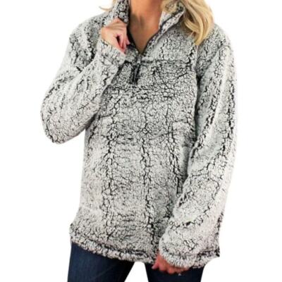 Boxercraft Sherpa Warm Cozy Grey Quarter Zip Pullover Sz L-image