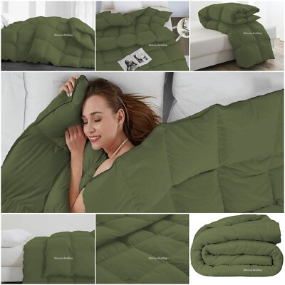 Luxury Ultra Soft Goose Down Alternative Comforter Cal King Size Moss Solid-image