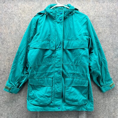 Vintage Eddie Bauer Jacket Womens Small Petite Blue Rain Coat Wind Parka USA-image