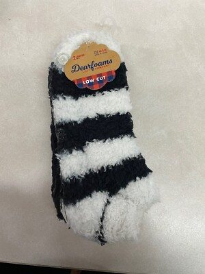 Dearfoams 2 Pair Non-Skid SIZE 4-10 Cozy Comfort Low Cut Fuzzy Socks-image