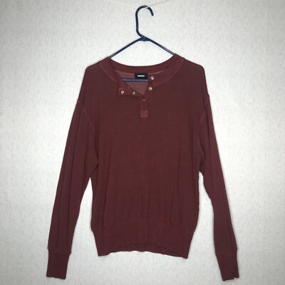Monrow Henley Sweatshirt Women's S Burgundy Snap Button Cozy Athleisure Soft USA-image