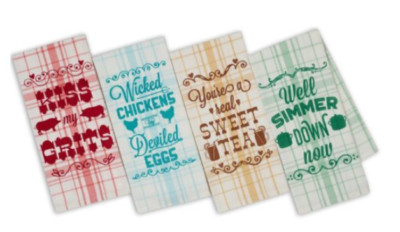 NWT DII Design Imports Southern Sass Printed Kitchen Hand Dish Towel 4 Piece Set-image