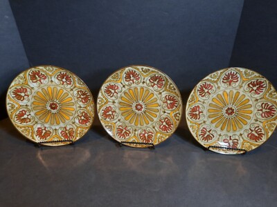 Pier 1 Imports MYRA Salad Plates Set of 3 Handpainted Stoneware-image