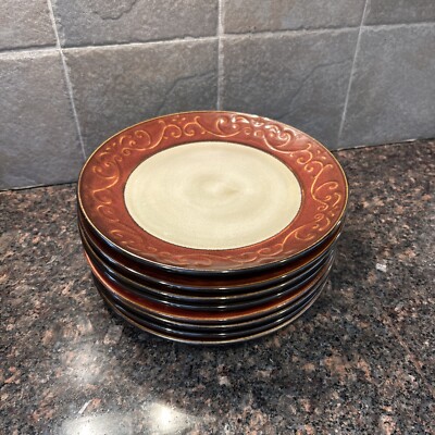 SET of (8) Pier 1 Imports RED SCROLL 8.25