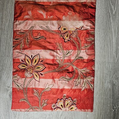 Pier 1 One Imports Polyester Rust Orange Red Brown Floral 14 x 72 Table Runner-image