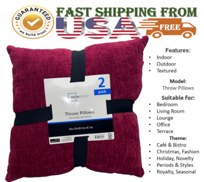 Mainstays Throw Pillows Almohadas Decorativas Pillow 18''x18'', 2 Pack-image