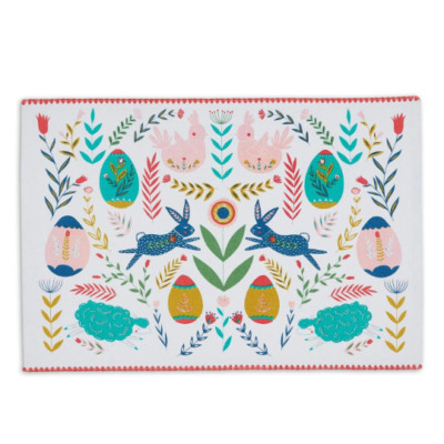 Easter Folk Eggs and Bunnies Garden Embellished Placemat-image