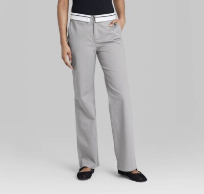 Wild Fable Mid-Rise Regular Fit Fold-Over Chinos size 00 - Gray - NEW-image