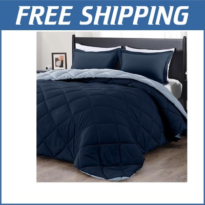 Elegant Blue & Sapphire Full Comforter Set - Soft Microfiber 3-Piece Collection-image