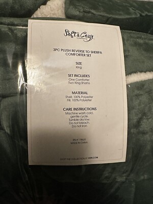 Soft & Cozy Company King Sherpa Set and Throw in Hunter Green-image