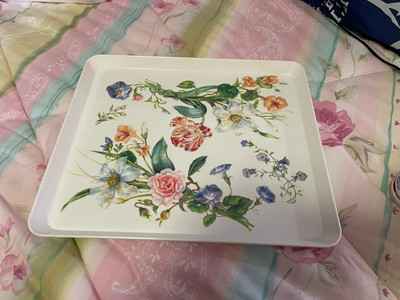 Vtg Floral Melamine Snack Tray 12.5”X 11”Design Imports Italy-image