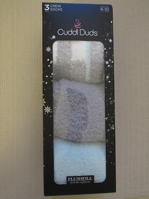 Cuddl Duds 3 Pair Lounge Socks PLUSHFILL SOFT Womens Shoe Size 4-10 NWT-image