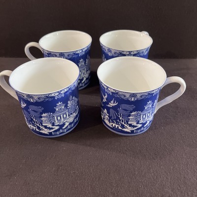 STECHCOL Coastline Imports 4 Mug Dark Blue Willow Asian Design  Gracie Bone Ch-image