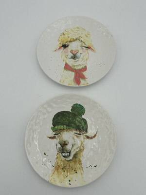 Pier 1 Llama Alpaca Plates 8.5” - Great Replacement Pieces 2 Plates-image