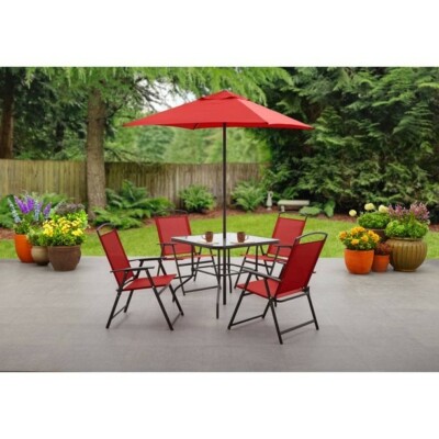New Patio Red 6 piece Outdoor Dining Set-image