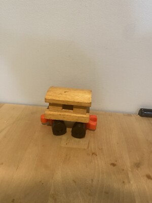 Vintage 1971-72 Mattel Inc. Korea WOODEN WIND UP TRAIN Box Car Only-image