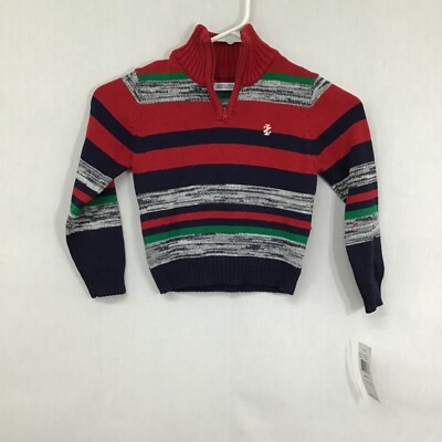 Izod Baby Multicolor Striped Long Sleeve High Neck Regular Fit Sweater Size 3T-image