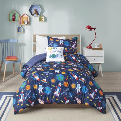 Jason Cozy Comforter Outer Space Rocket Ships, Astronauts Print, All Season C...-image