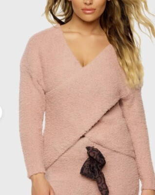 Felina Denali Cozy Knit Wrap Sweater ~ Soft Rose Tan ~ Large ~ NWT ~ Lounge Wear-image