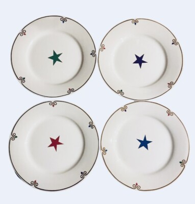 Celebration Star Salad Plates 7.5in  Different Colors Pier One Set 4-image