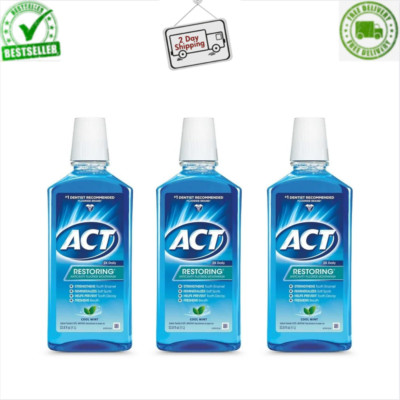 ACT Restoring Anticavity Fluoride Mouthwash, Cool Mint, 33.8 fl ( PACK OF 3 )-image
