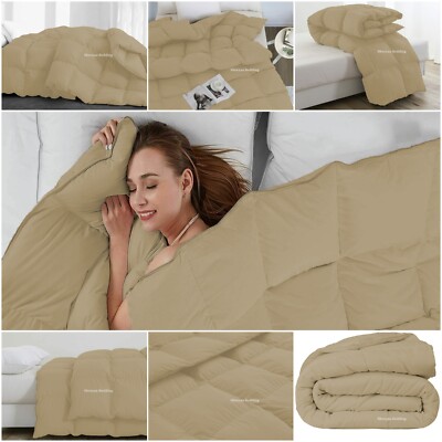 Fancy Premium Soft Solid Taupe Comforter Goose Down Alternative Queen Size-image