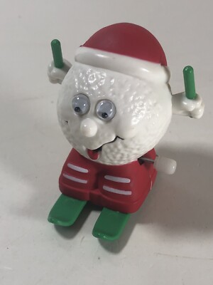 Vintage Christmas Russ Berrie Wind Up Snowball Skiing Santa Walking Toy 1980s-image