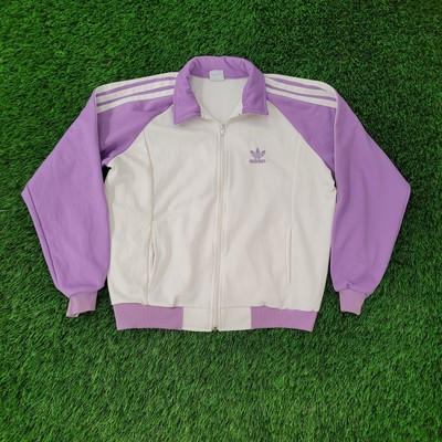 Vintage 90s Adidas Track Jacket Womens M 21x22 Boxy Purple White-image